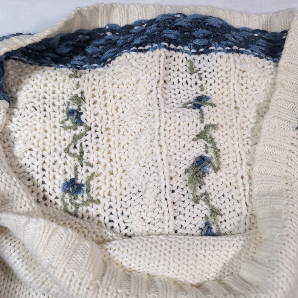 Vintage American Weekend Sweater Chunky Women Large Floral Hand Knit Grandmacore - Picture 10 of 10
